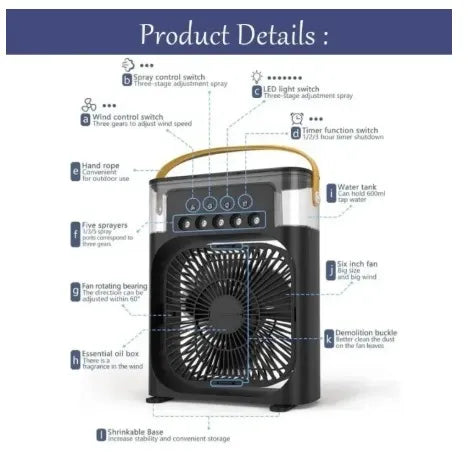4 In 1 Fan Air Cooler with Humidifier & Night Light | Mist Fan