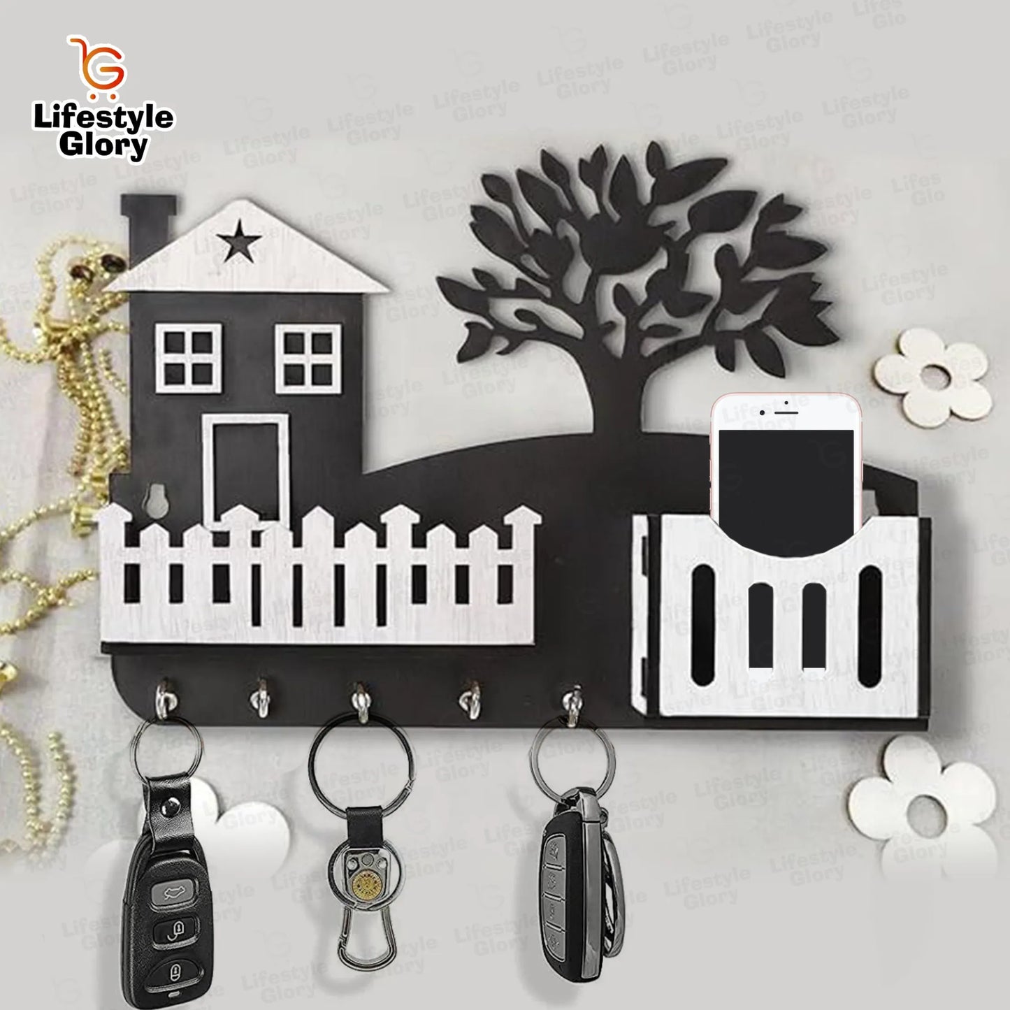 Lifestyle Glory Brand Wooden Home Tree Mobile and Keys Holder I