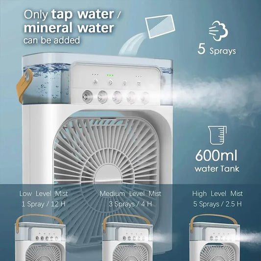 4 In 1 Fan Air Cooler with Humidifier & Night Light | Mist Fan